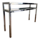 Console with a graphic and architectural design, in chrome metal and glass.