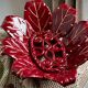 Woven ceramic basket with petals in oxblood slip / baroque style, eclectic