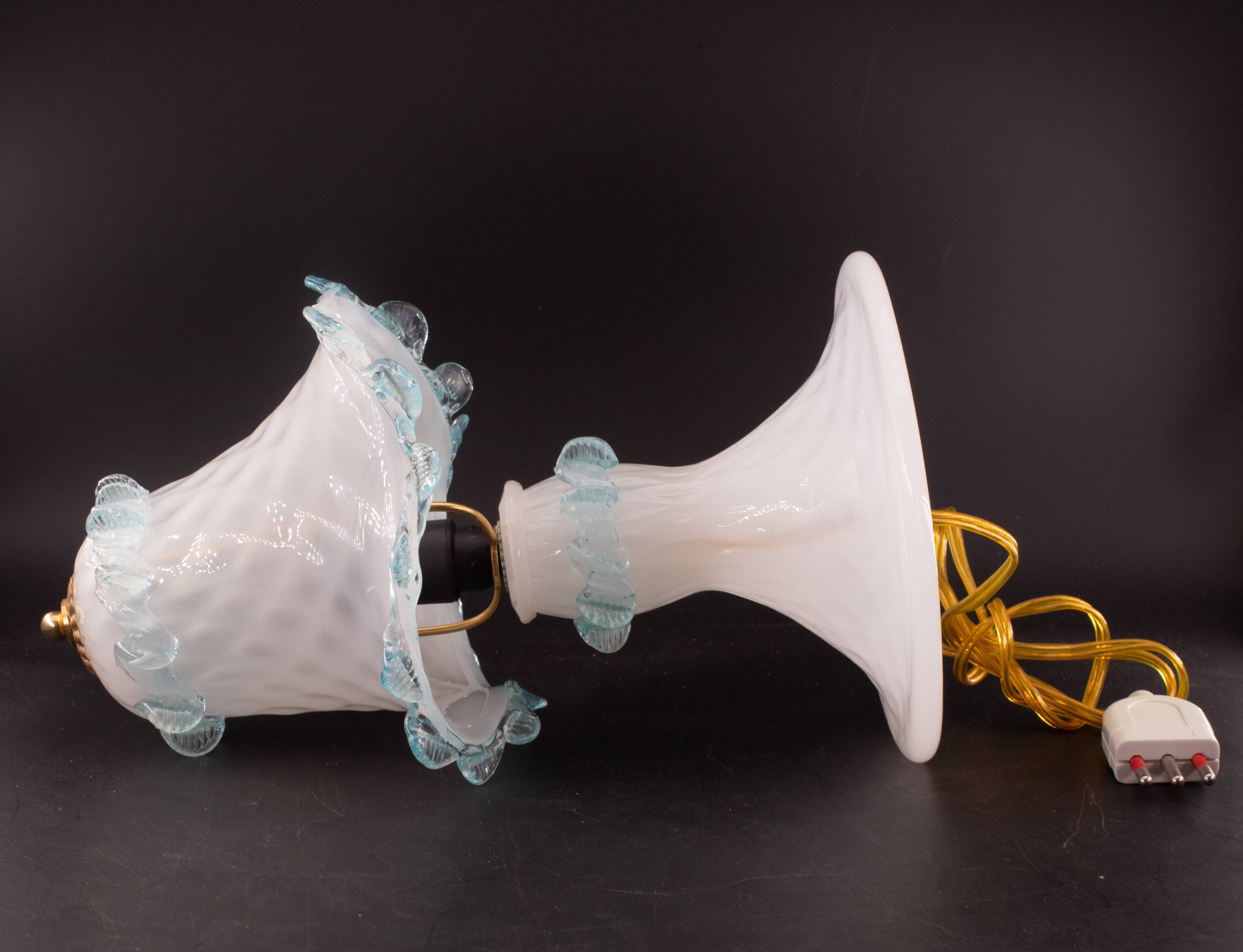 Petite Murano Blu and Trasparent Bubble Glass Table Lamps