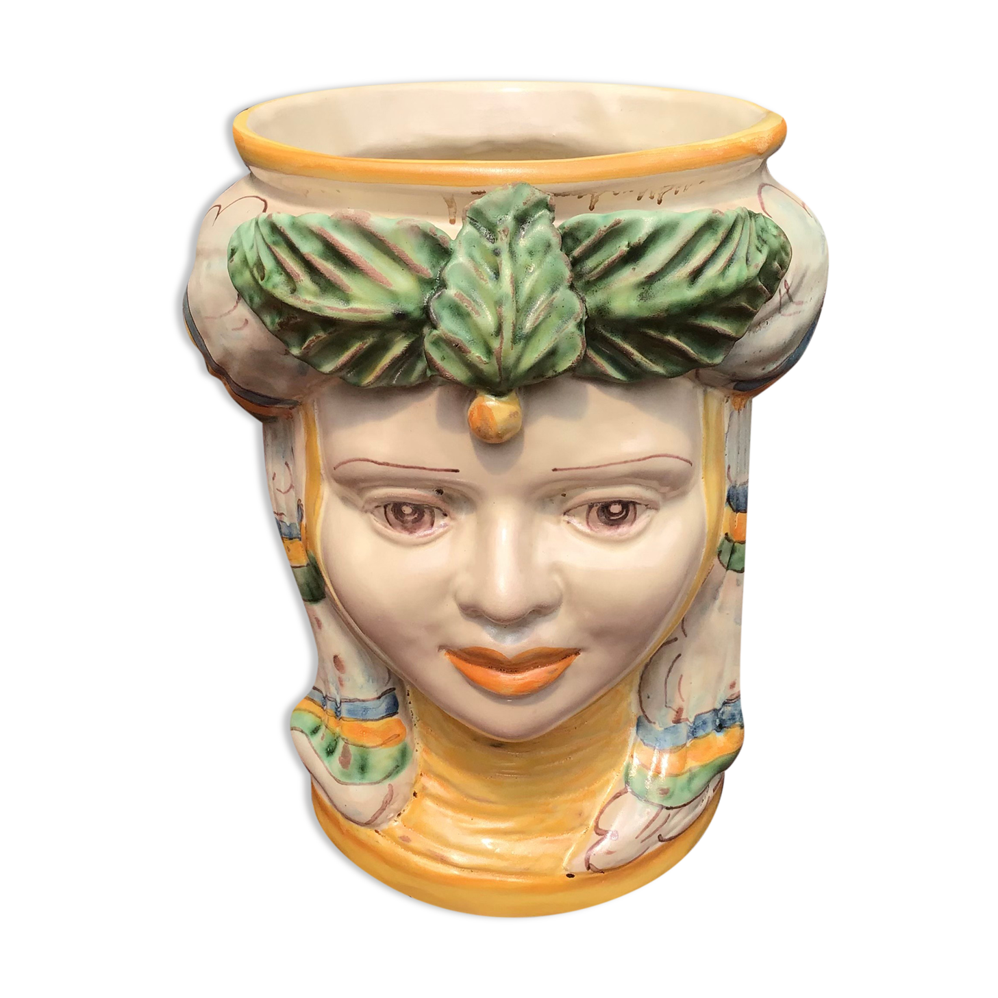 Anthropomorphic pot cache in traditional majolica of Caltagirone