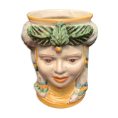 Cache pot anthropomorphe en majolique traditionnelle de Caltagirone