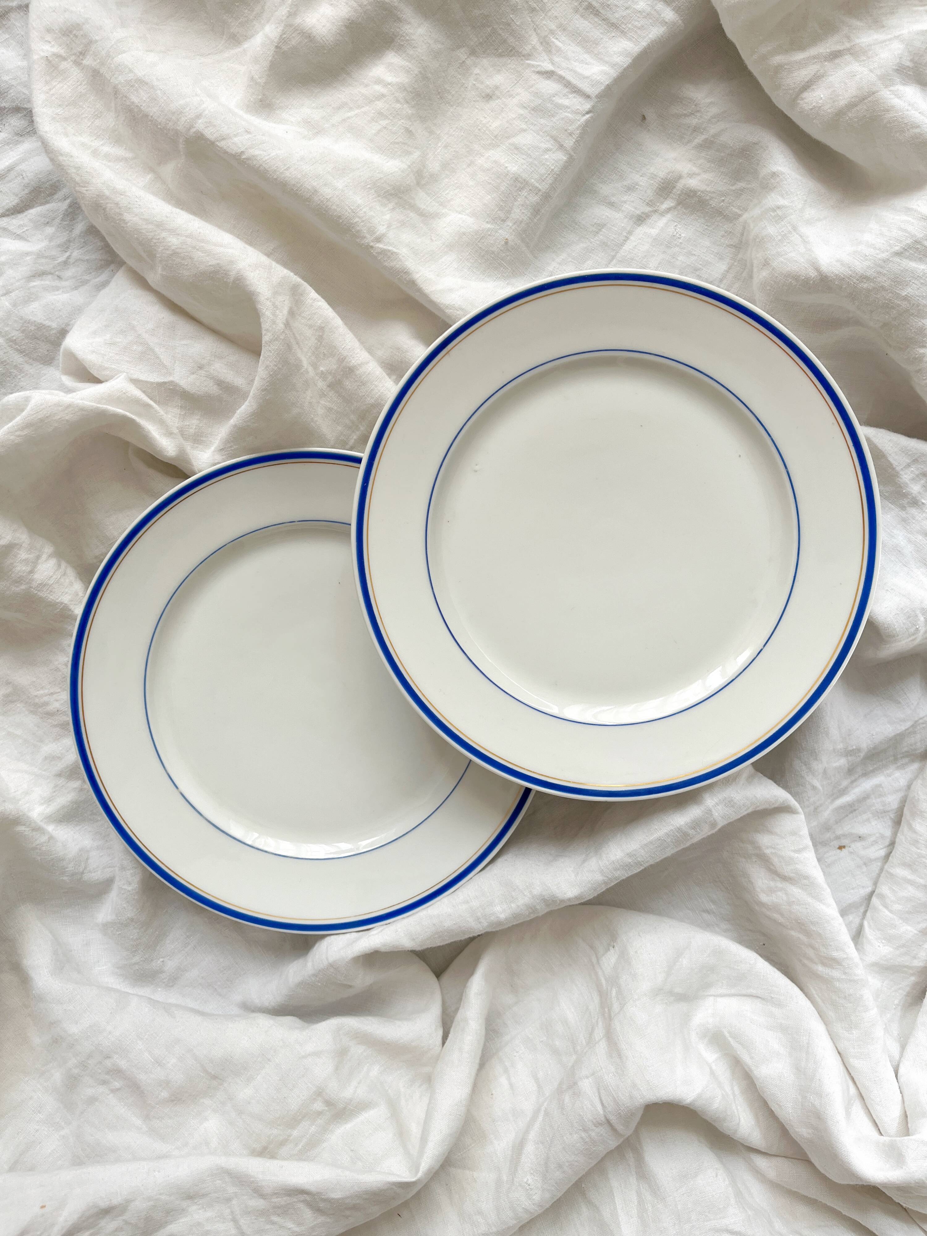 2 antique porcelain dessert plates in the Empire style, 19th century