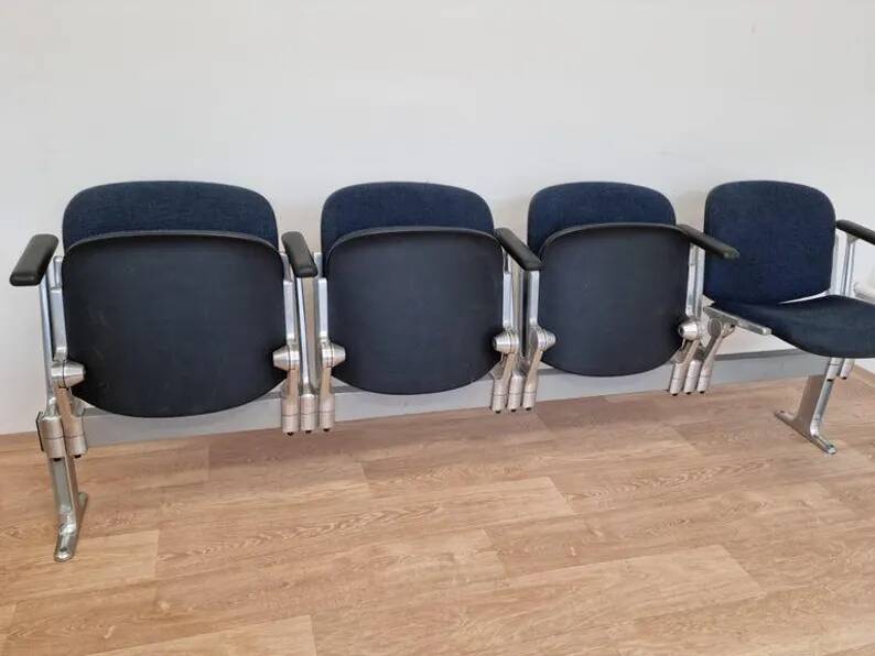 Mid-Century Four-Seater Bench Castelli, Axis 3000, Giancarlo Piretti, Italy, 1970s