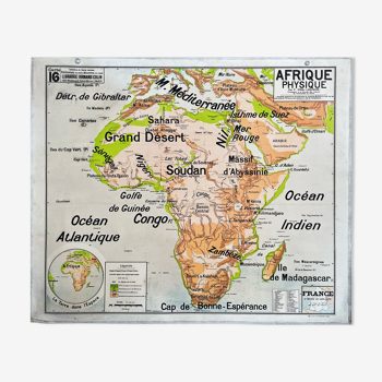 Carte scolaire de Vidal Lablache années 50s Afrique