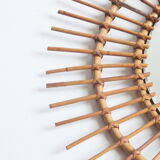 Rattan sunburst mirror 70cm, 1950