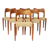 6 Danish Dining Chairs by Arne Hovmand-Olsen for Mogens Kold, 1960s Vintage