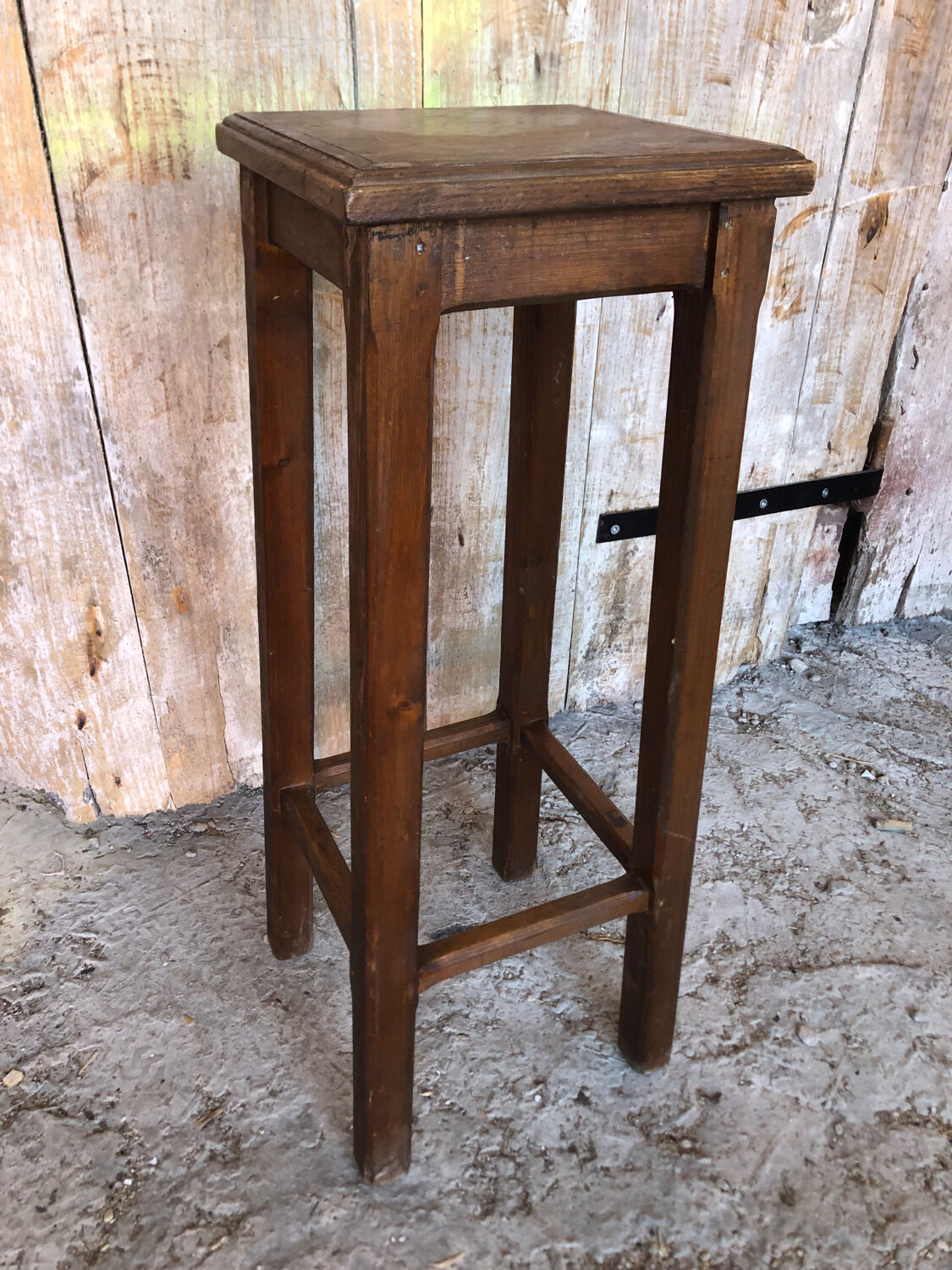 Vintage wood high stool