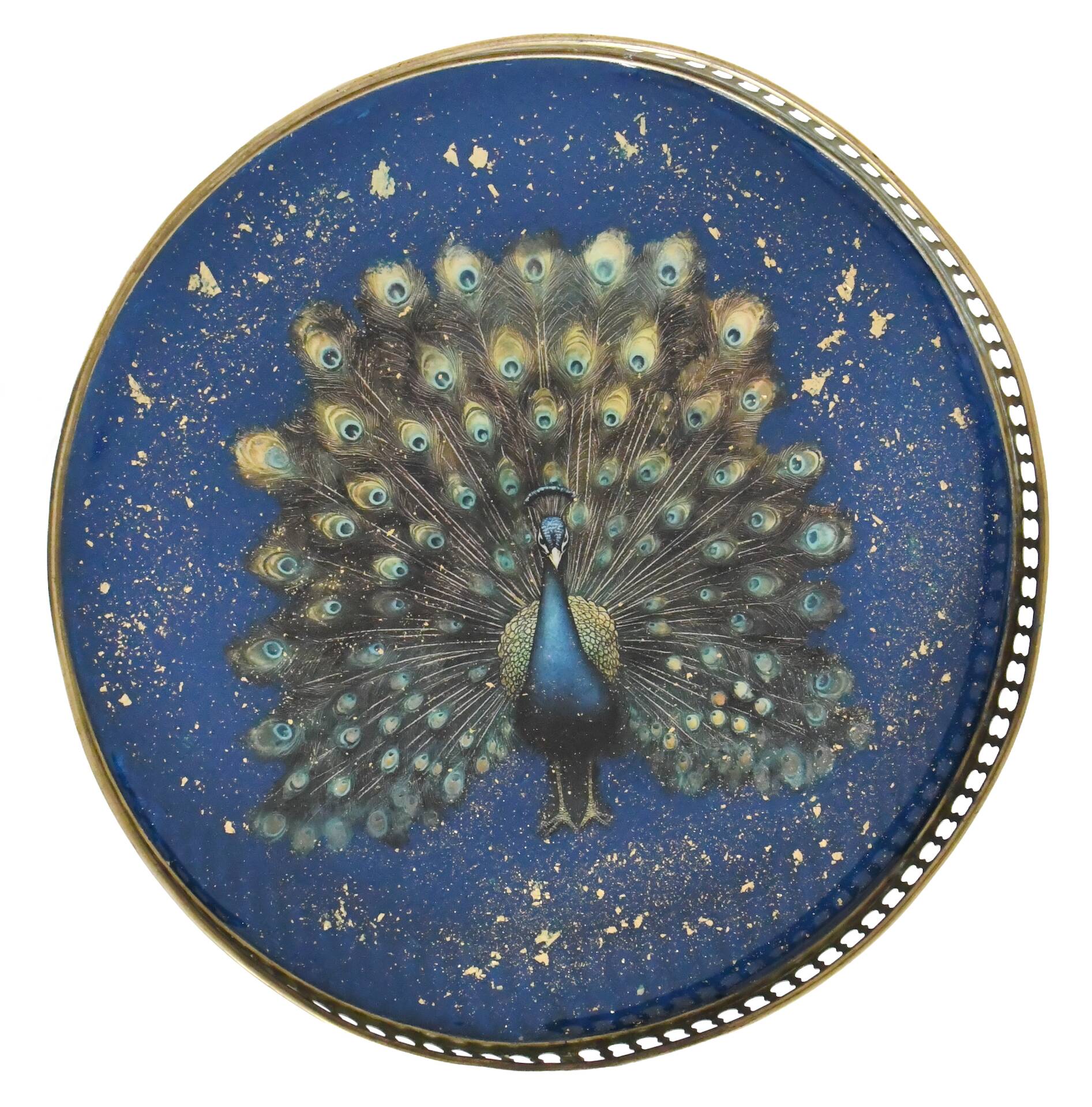 Louis XVI style guéridon decorated with a peacock.