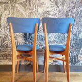 Pair of vintage blue skai chairs