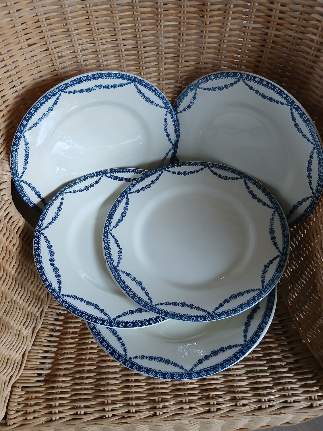 12 antique ironstone dinner plates