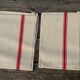 Set of 4 old embroidered tea towels in linen