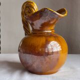 Vallauris 1950 Ewer or Pitcher with twisted handle in enameled ceramic