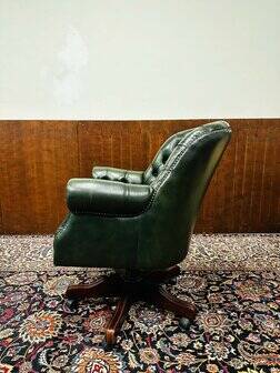 Chaise de directeur anglaise classique, chaise de bureau verte