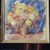 Old painting representing a bouquet of flowers