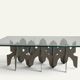 Minimalist sculptural coffee table in metal and glass – 1970