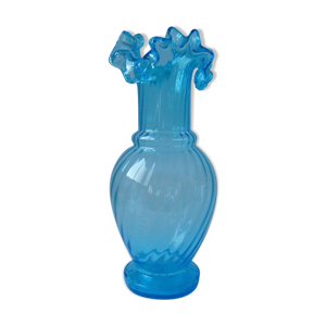 Vase bleu à collerette