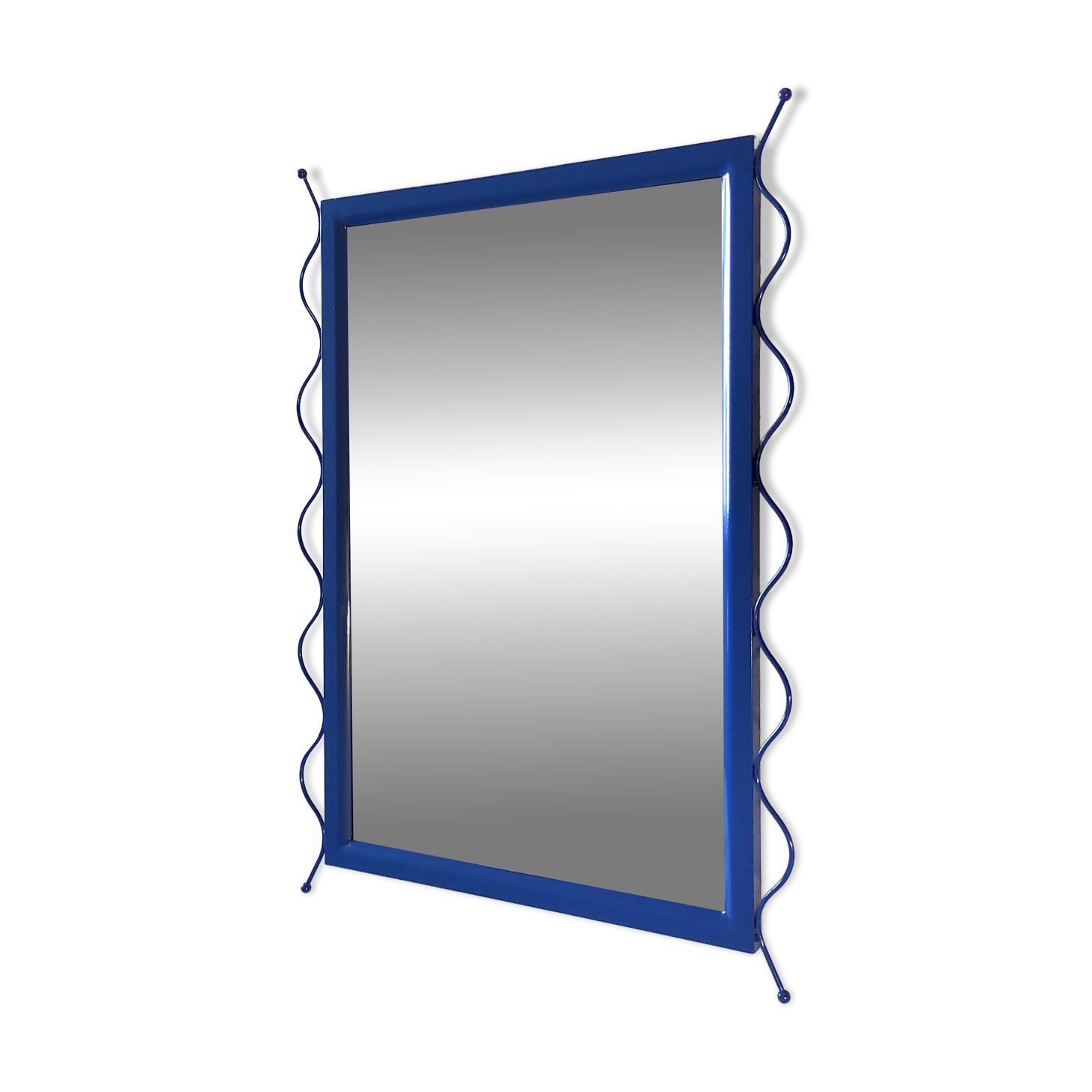 Mirror in blue metal - 1980s/90s