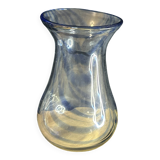 Vase Biot en verre soufflé à inclusions bleues – France vintage – H 23 cm