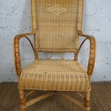 Fauteuil en rotin années 1950