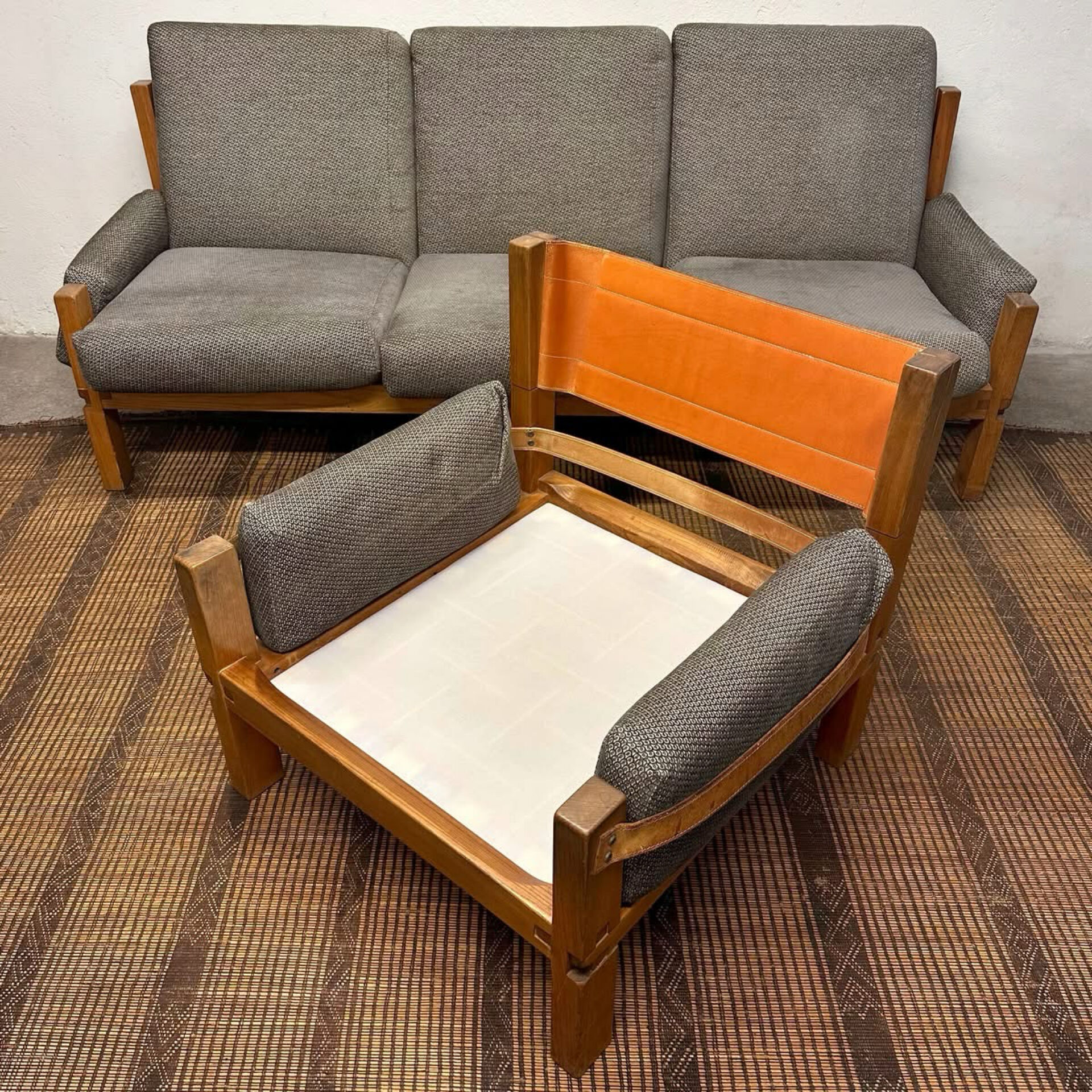 S32 sofa & its S15 armchair by Pierre Chapo, France, 1966