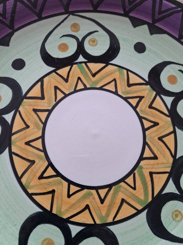 Hand-painted ceramic plate from Brittany, vintage (1960-1970)🌸