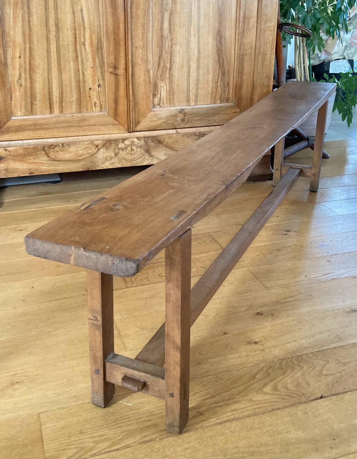 Large 19th century church bench