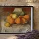 Old painting pastel still life with citrus fruits