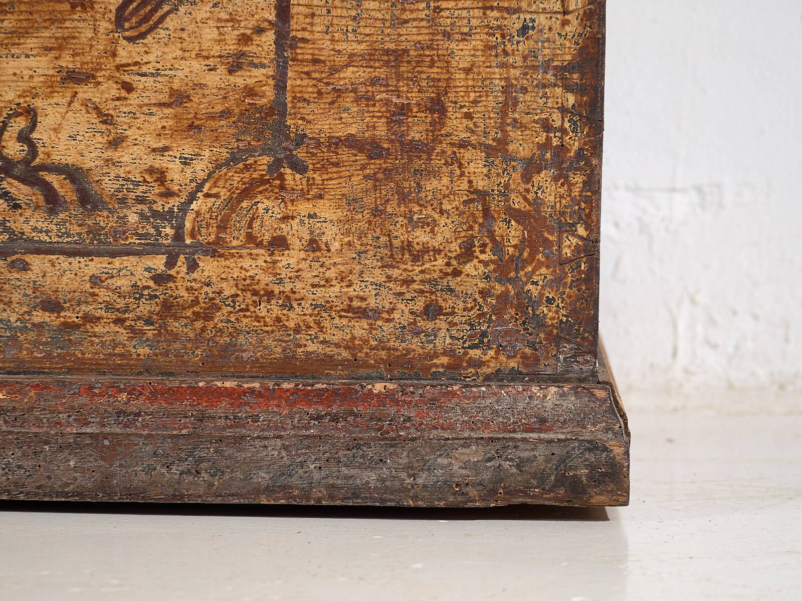 Antique solid gilded wooden chest dated 1846 #86