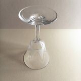 4 Antique Digestif Glasses on Foot Art Deco Pattern Cut Glass 1950s