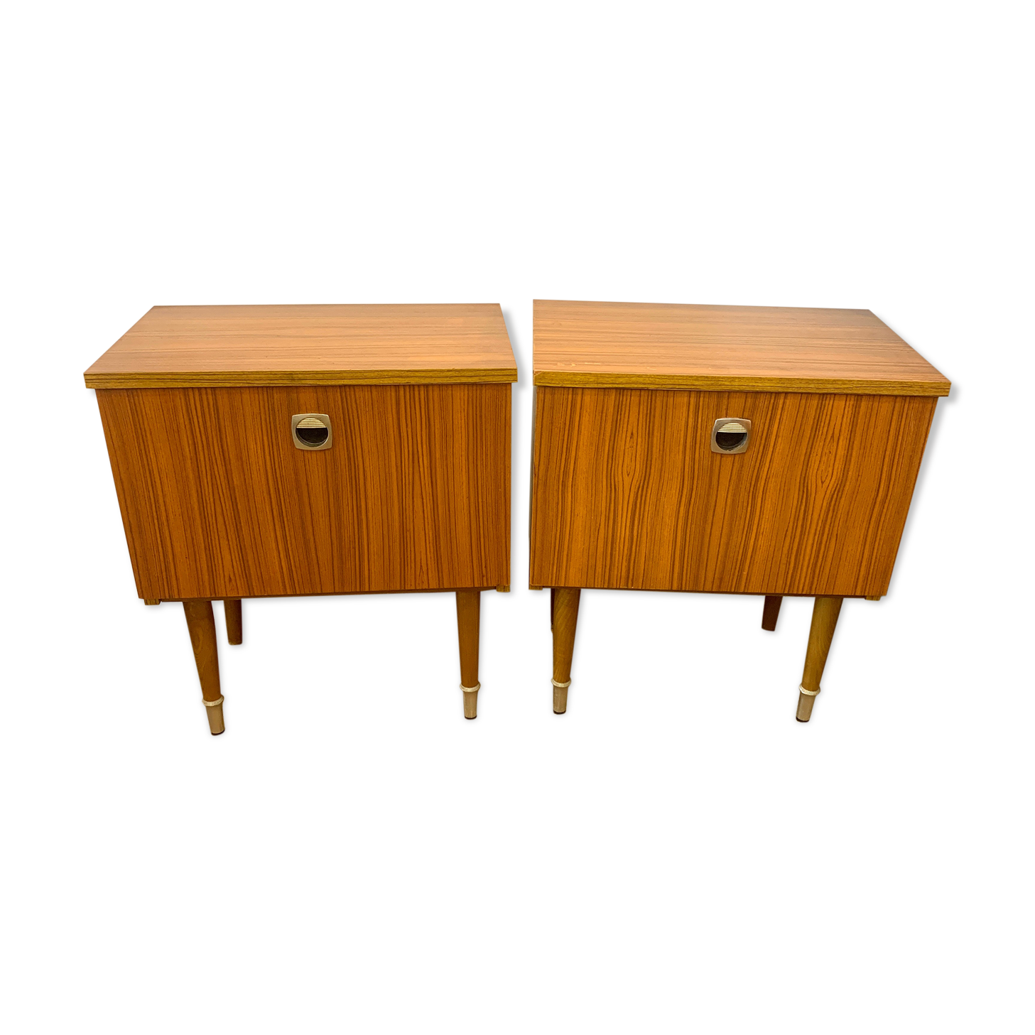 Pair of modernist bedside tables 1960 in teak by MDK Belgium