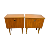 Pair of modernist bedside tables 1960 in teak by MDK Belgium
