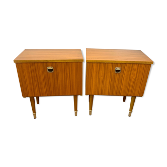 Pair of modernist bedside tables 1960 in teak by MDK Belgium