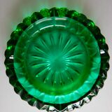 Vintage emerald green glass ashtray