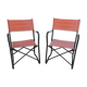 Pair of folding armchairs in metal and fabric 60s