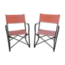 Pair of folding armchairs in metal and fabric 60s