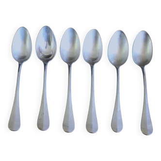 Lot 6 cuillères à soupe métal argenté Uni Plat