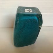 Vase Pentagone bleu et doré pâte de verre