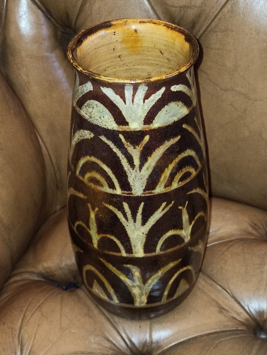Ceramic vase painted with art deco style décor circa 1930