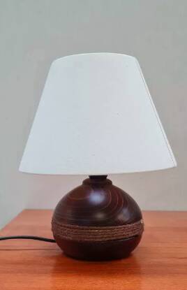 Lampe boule en bois et corde