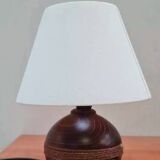 Wooden and rope ball lamp