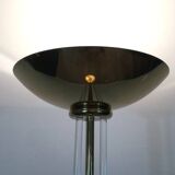 Designer floor lamp in gilded brass and plexiglass