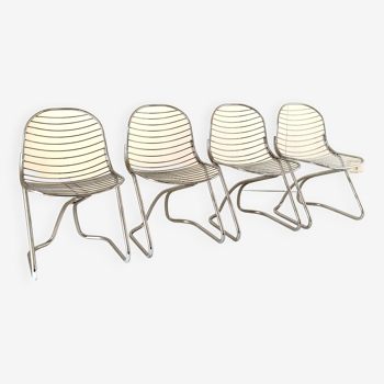 Design dining chairs set of four,  Italy 1970s