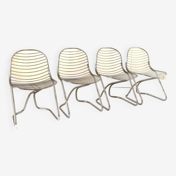 Ensemble de quatre chaises à repas design, Italie 1970