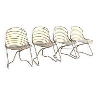 Ensemble de quatre chaises à repas design, Italie 1970