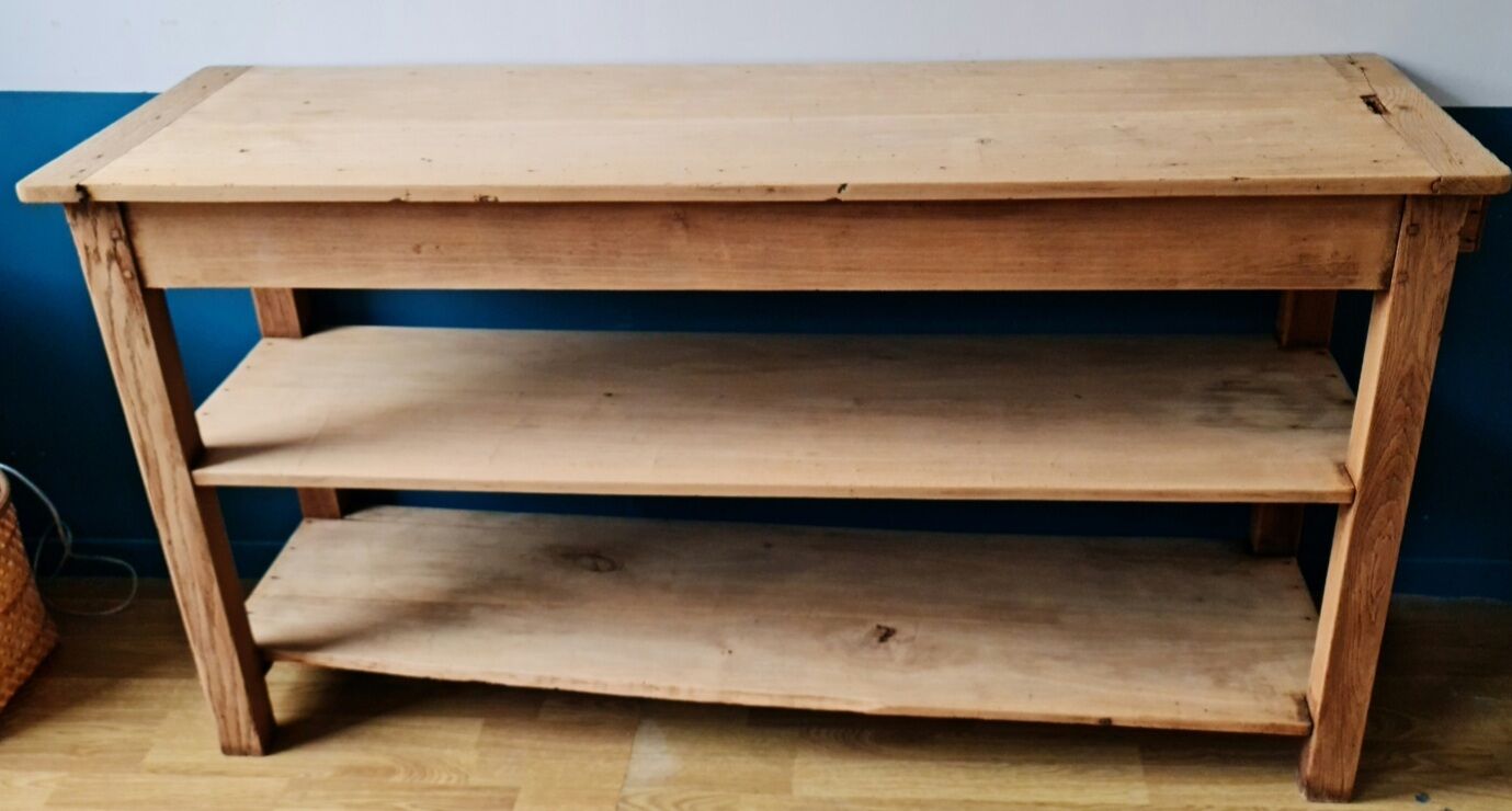 Draper's table in raw oak fully vitrified