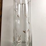 Fluted glass vase engraved on the wheel - 50s