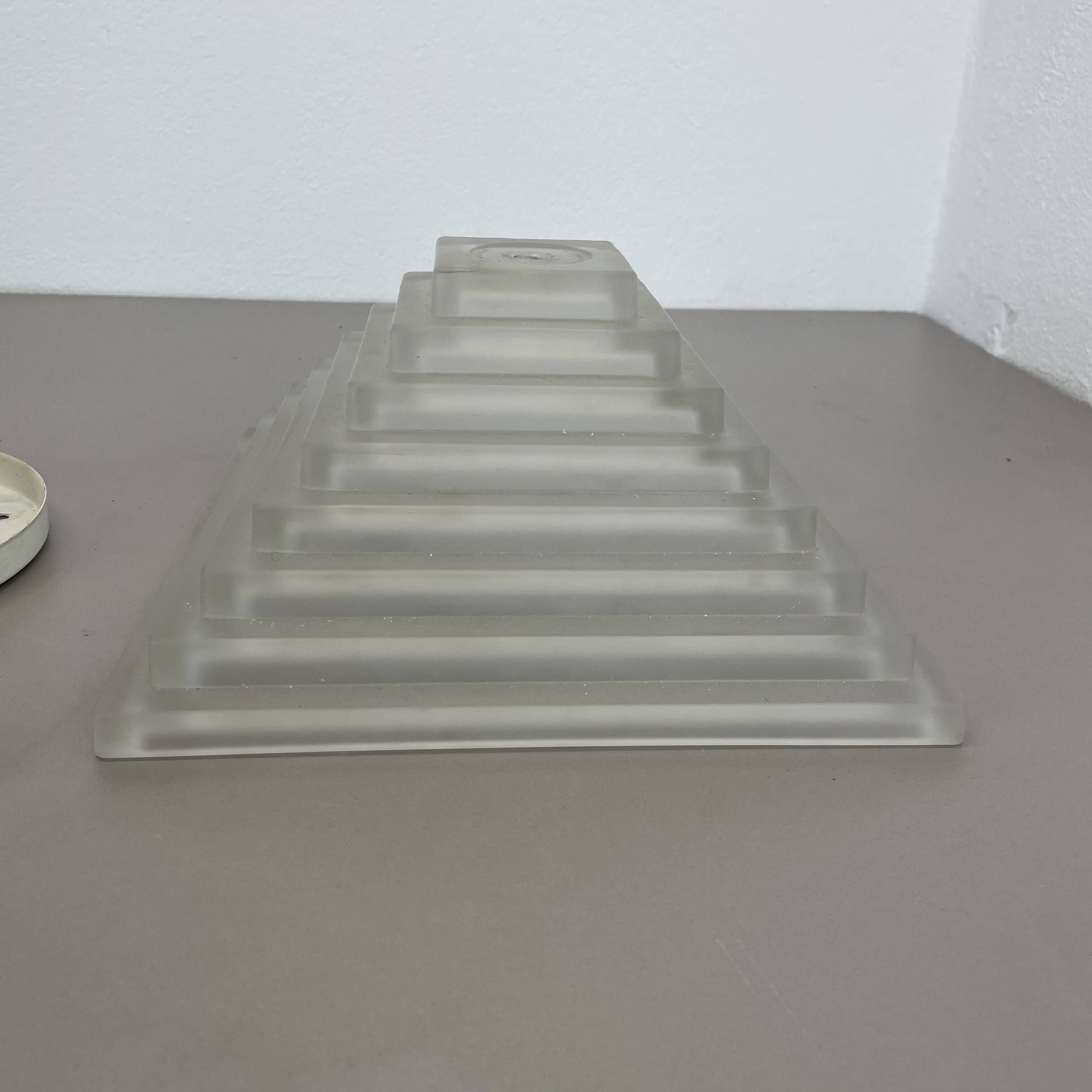 Cubic satin white glass wall light by glashütte limburg attrib., germany 1980s