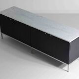 Black Executive Florence Knoll sideboard with metal handles, 1970s