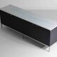 Buffet Florence Knoll noir de style exécutif avec poignées en métal, années 1970