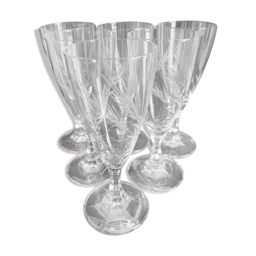 Lot de 6 flûtes à champagne en cristal taillé